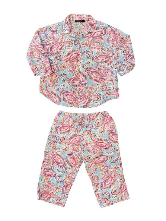 Ralph Lauren Other - Lauren Ralph Lauren Paisley Print Pajama Set Cotton Blend Cropped Wide Leg Sz L